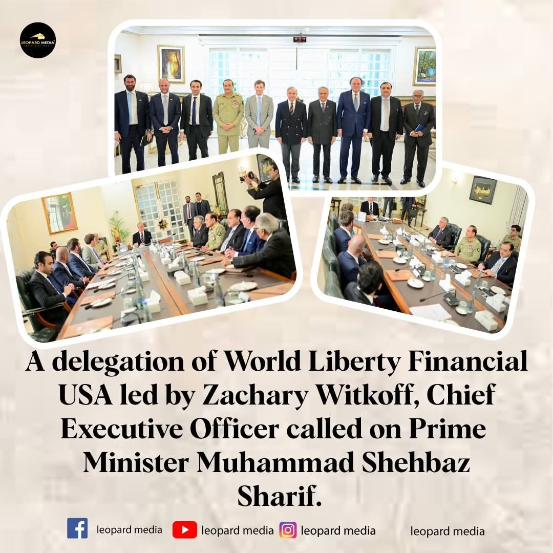 A delegation of World Liberty Financial USA led by Zachary Witkoff, Chief  Executive Officer called on Prime Minister Muhammad Shehbaz Sharif.